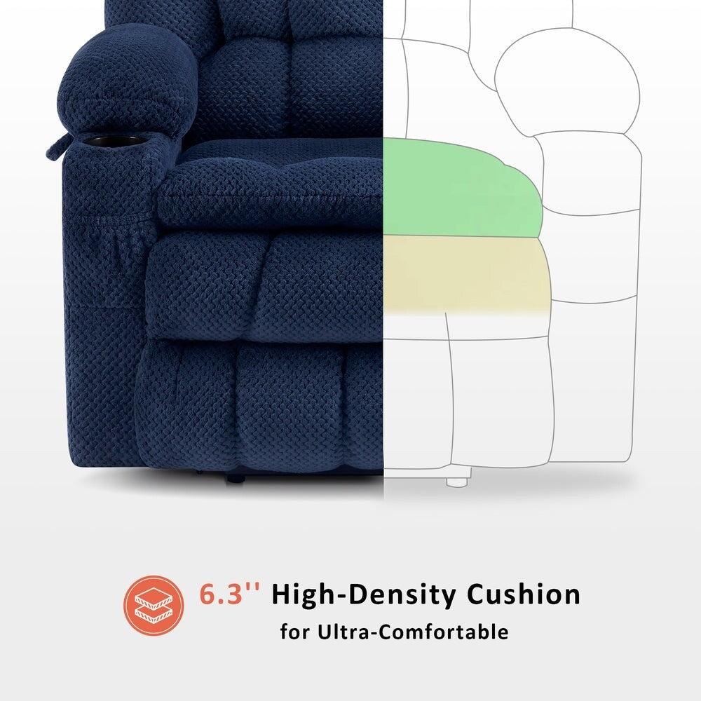 Poltrona reclinabile elettrica MCombo a doppio motore con massaggio e calore, posizione infinita, porte USB, tessuto R7897