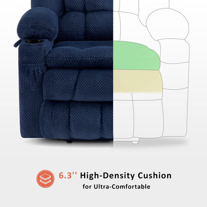 Poltrona reclinabile elettrica MCombo a doppio motore con massaggio e calore, posizione infinita, porte USB, tessuto R7897