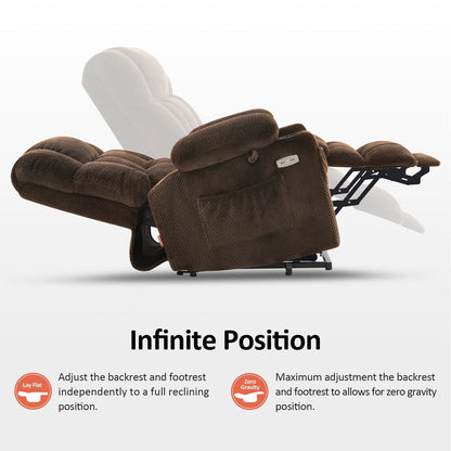 Poltrona reclinabile elettrica MCombo a doppio motore con massaggio e calore, posizione infinita, porte USB, tessuto R7897