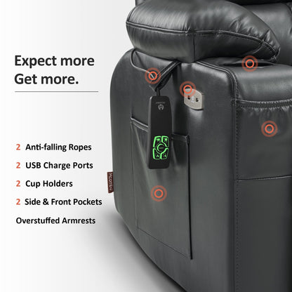 Poltrona reclinabile elettrica MCombo a doppio motore con massaggio e calore, posizione infinita, similpelle R7897 (media-larga)