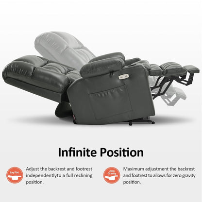 Poltrona reclinabile elettrica MCombo a doppio motore con massaggio e calore, posizione infinita, similpelle R7897 (media-larga)