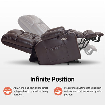 Poltrona reclinabile elettrica MCombo a doppio motore con massaggio e calore, posizione infinita, similpelle R7897 (media-larga)