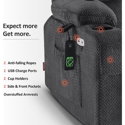 Poltrona reclinabile elettrica MCombo a doppio motore con massaggio e calore per persone di corporatura robusta, tessuto R7891 (Large-Wide)