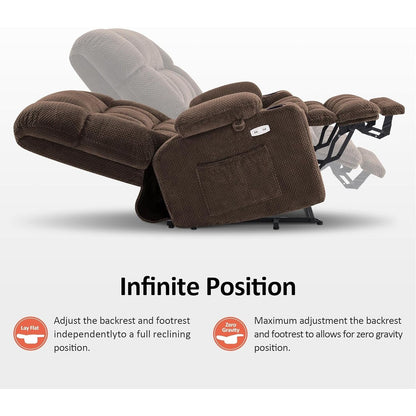 Poltrona reclinabile elettrica MCombo a doppio motore con massaggio e calore per persone di corporatura robusta, tessuto R7891 (Large-Wide)