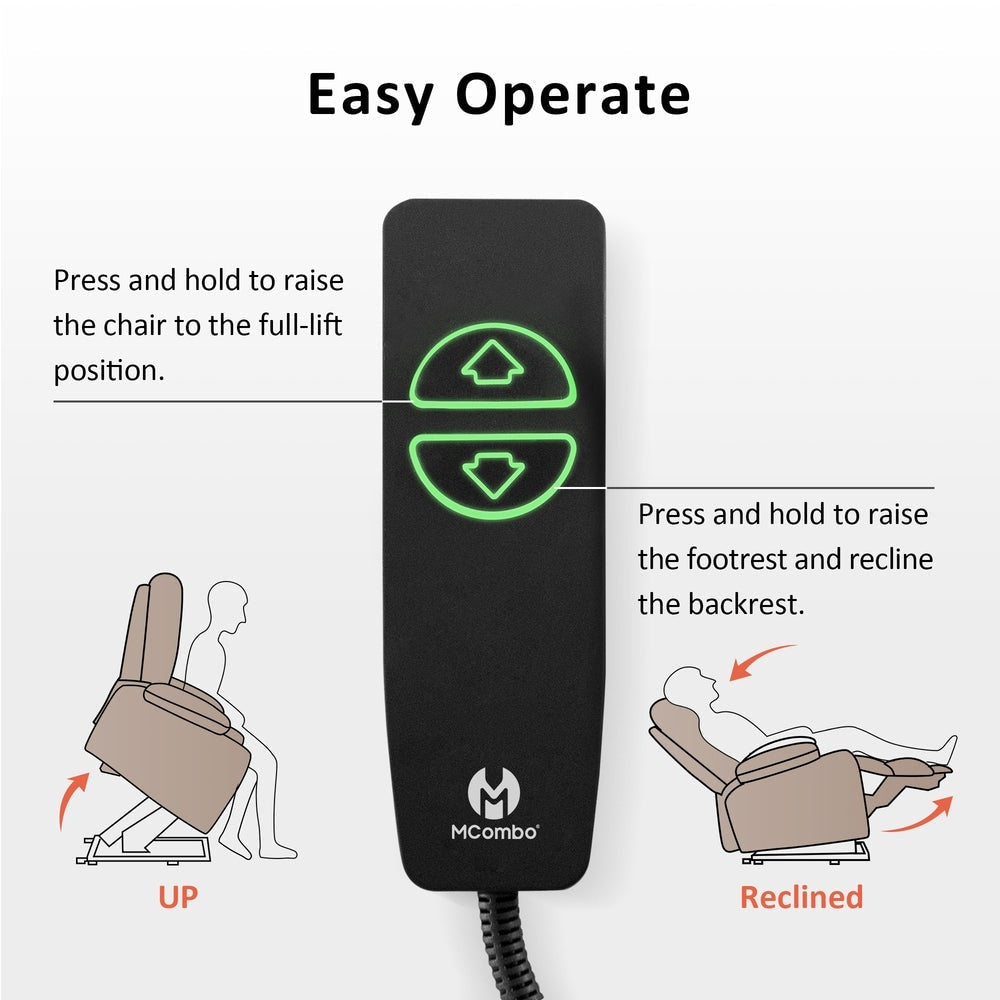 Poltrona reclinabile elettrica MCombo con massaggio e calore, 3 posizioni, porte USB, similpelle 7040