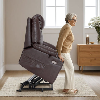 Poltrona reclinabile elettrica MCombo con massaggio e calore, 3 posizioni, porte USB, similpelle 7040