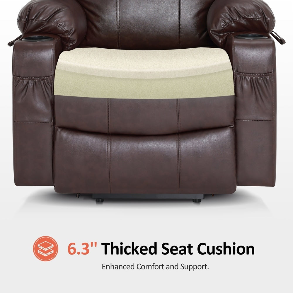 Poltrona reclinabile elettrica MCombo con massaggio e calore, 3 posizioni, porte USB, similpelle 7040