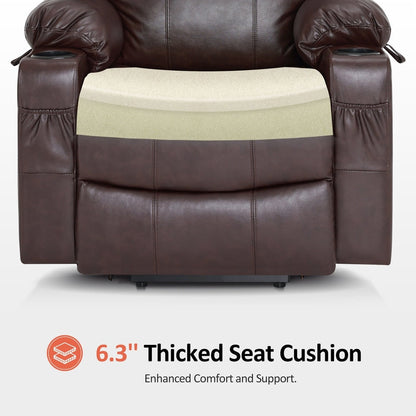 Poltrona reclinabile elettrica MCombo con massaggio e calore, 3 posizioni, porte USB, similpelle 7040