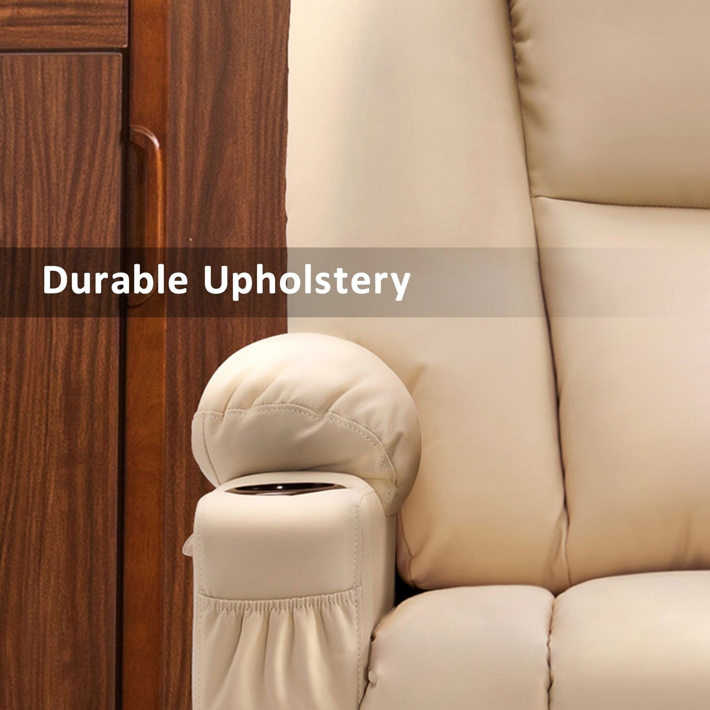 Poltrona reclinabile elettrica MCombo con poggiapiedi esteso, portabicchieri, similpelle 7507