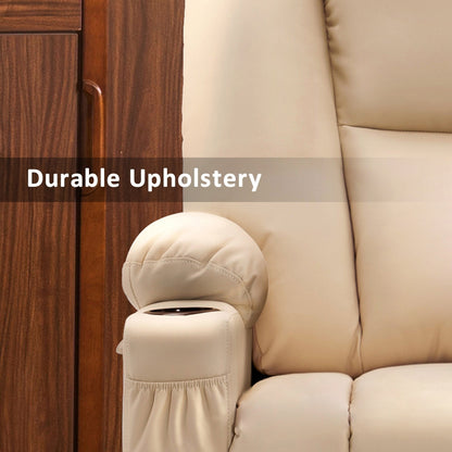 Poltrona reclinabile elettrica MCombo con poggiapiedi esteso, portabicchieri, similpelle 7507