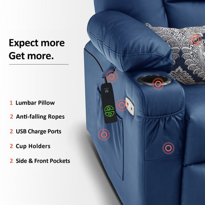 Poltrona reclinabile elettrica MCombo con poggiapiedi esteso, portabicchieri, similpelle 7507