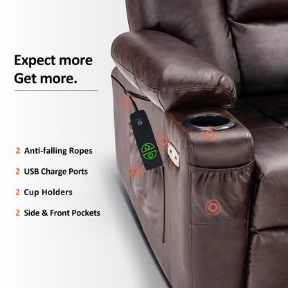Poltrona reclinabile elettrica MCombo con poggiapiedi esteso, portabicchieri, similpelle 7507