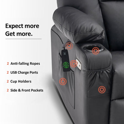 Poltrona reclinabile elettrica MCombo con poggiapiedi esteso, portabicchieri, similpelle 7507