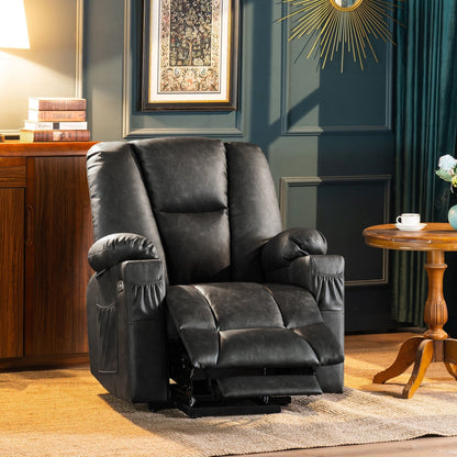 Poltrona reclinabile elettrica MCombo con poggiapiedi esteso, portabicchieri, similpelle 7507