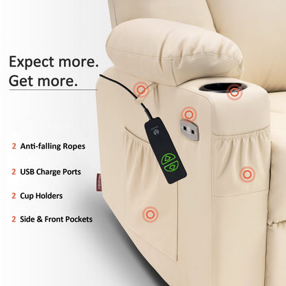 Poltrona reclinabile elettrica MCombo con poggiapiedi esteso, portabicchieri, similpelle 7507