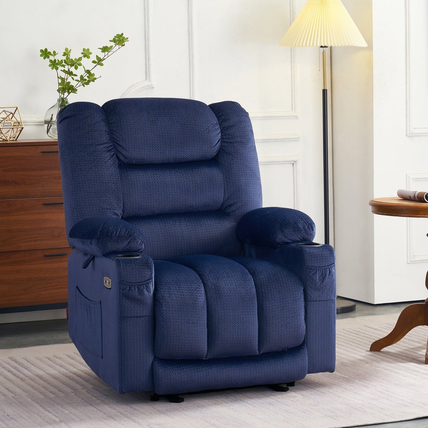 Poltrona reclinabile elettrica MCombo con riscaldamento e massaggio, tessuto 6079/PR670