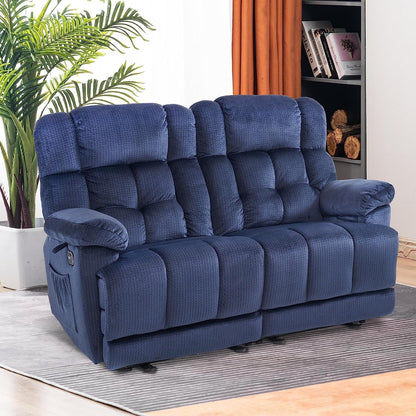 Divano a due posti reclinabile elettrico MCombo con riscaldamento e massaggio, tessuto 6237