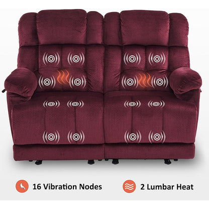Divano a due posti reclinabile elettrico MCombo con riscaldamento e massaggio, tessuto 6237