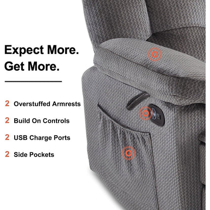 Divano a due posti reclinabile elettrico MCombo con riscaldamento e massaggio, tessuto 6237