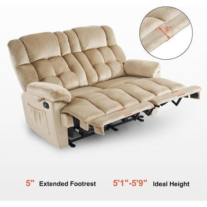 Divano a due posti reclinabile elettrico MCombo con riscaldamento e massaggio, tessuto 6237