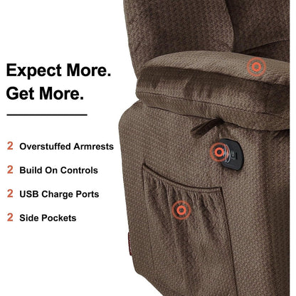 Divano a due posti reclinabile elettrico MCombo con riscaldamento e massaggio, tessuto 6237