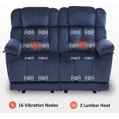 Divano a due posti reclinabile elettrico MCombo con riscaldamento e massaggio, tessuto 6237