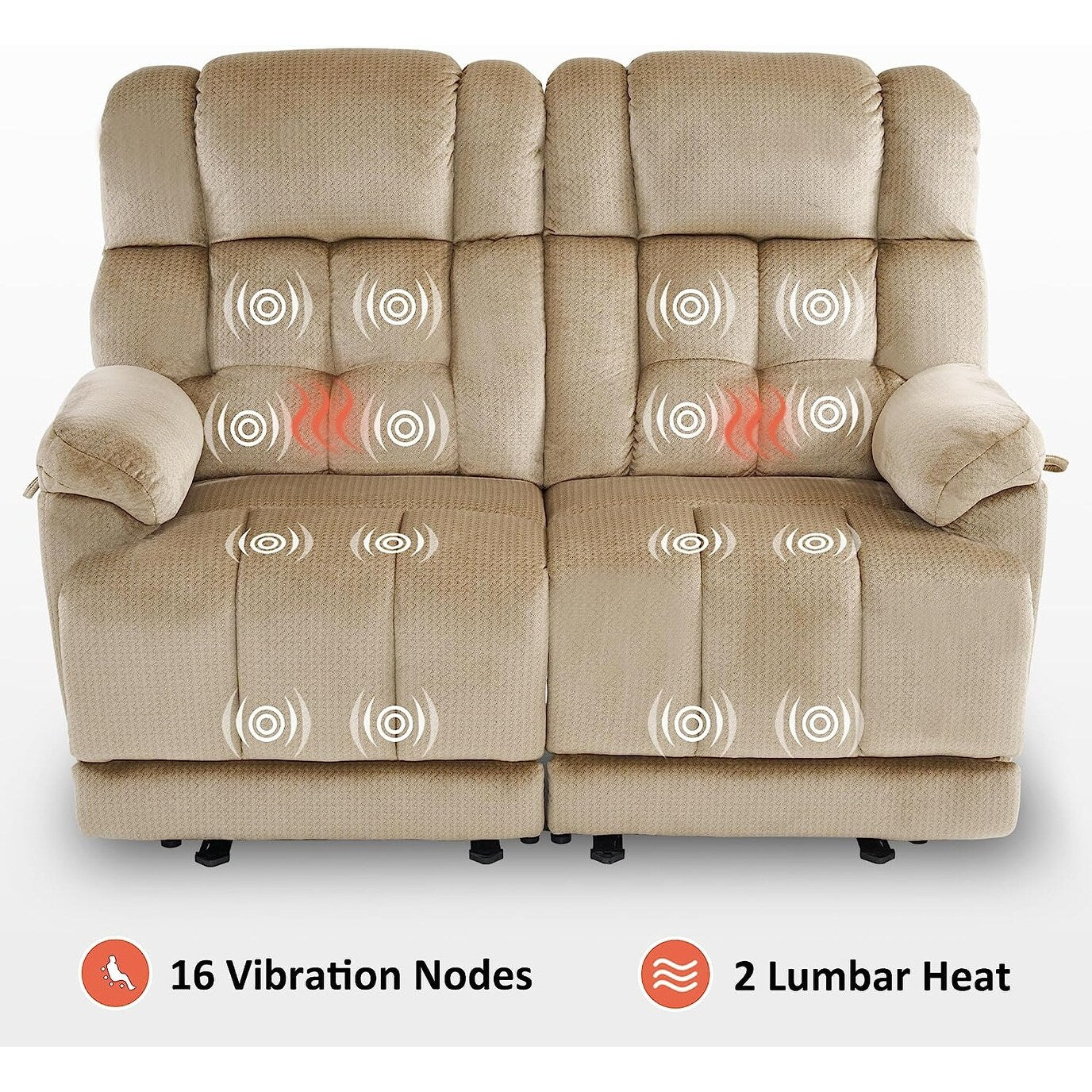 Divano a due posti reclinabile elettrico MCombo con riscaldamento e massaggio, tessuto 6237
