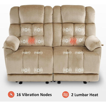 Divano a due posti reclinabile elettrico MCombo con riscaldamento e massaggio, tessuto 6237
