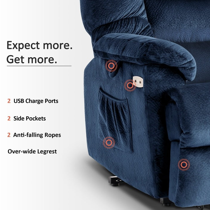 Poltrona reclinabile MCombo Infinite Position con poggiatesta elettrico per anziani, doppio motore, poggiapiedi esteso, tessuto (media)