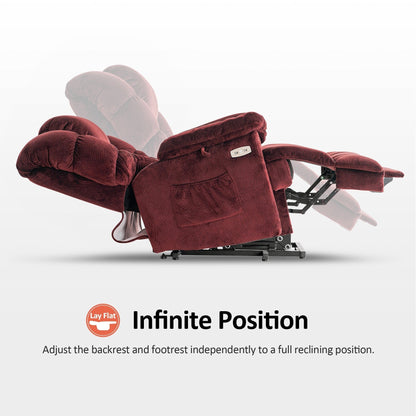 Poltrona reclinabile MCombo Infinite Position con poggiatesta elettrico per anziani, doppio motore, poggiapiedi esteso, tessuto (media)