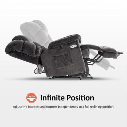 Poltrona reclinabile MCombo Infinite Position con poggiatesta elettrico per anziani, doppio motore, poggiapiedi esteso, tessuto (media)