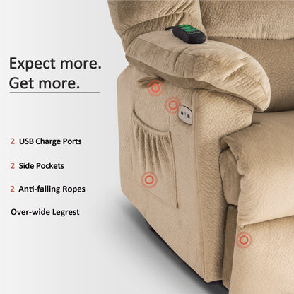 Poltrona reclinabile MCombo Infinite Position con poggiatesta elettrico per anziani, doppio motore, poggiapiedi esteso, tessuto (media)