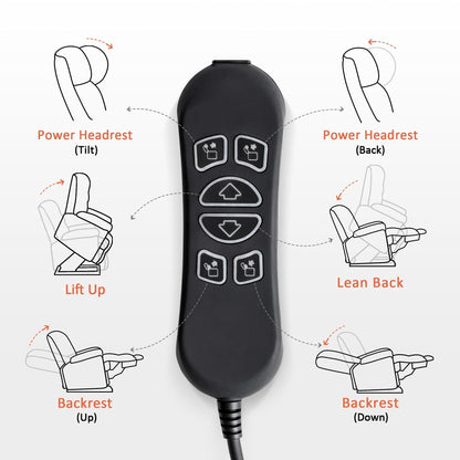 Poltrona reclinabile MCombo Infinite Position con poggiatesta elettrico per anziani, doppio motore, poggiapiedi esteso, tessuto (media)