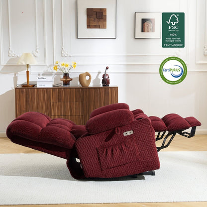 Poltrona reclinabile elettrica MCombo con doppio motore, grande, con massaggio e calore per anziani alti, tessuto 7896