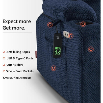 Poltrona reclinabile elettrica MCombo con doppio motore, grande, con massaggio e calore per anziani alti, tessuto 7896