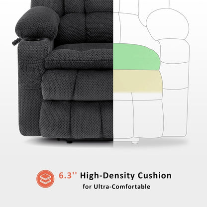 Poltrona reclinabile elettrica MCombo con doppio motore, grande, con massaggio e calore per anziani alti, tessuto 7896