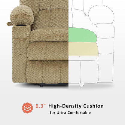 Poltrona reclinabile elettrica MCombo con doppio motore, grande, con massaggio e calore per anziani alti, tessuto 7896