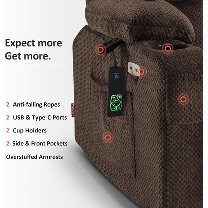 Poltrona reclinabile elettrica MCombo con doppio motore, grande, con massaggio e calore per anziani alti, tessuto 7896