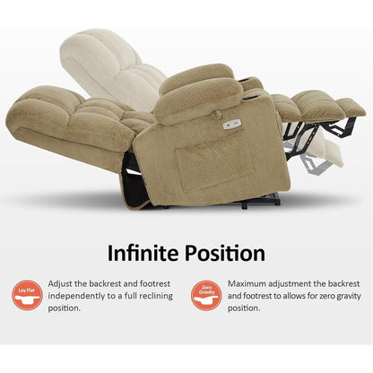 Poltrona reclinabile elettrica MCombo con doppio motore, grande, con massaggio e calore per anziani alti, tessuto 7896