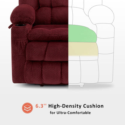 Poltrona reclinabile elettrica MCombo con doppio motore, grande, con massaggio e calore per anziani alti, tessuto 7896