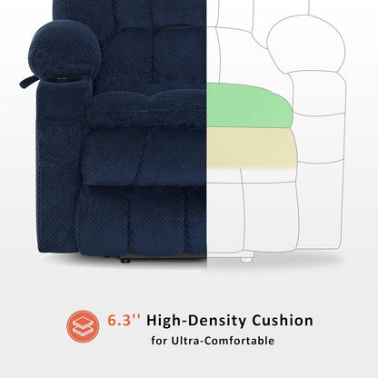 Poltrona reclinabile elettrica MCombo con doppio motore, grande, con massaggio e calore per anziani alti, tessuto 7896