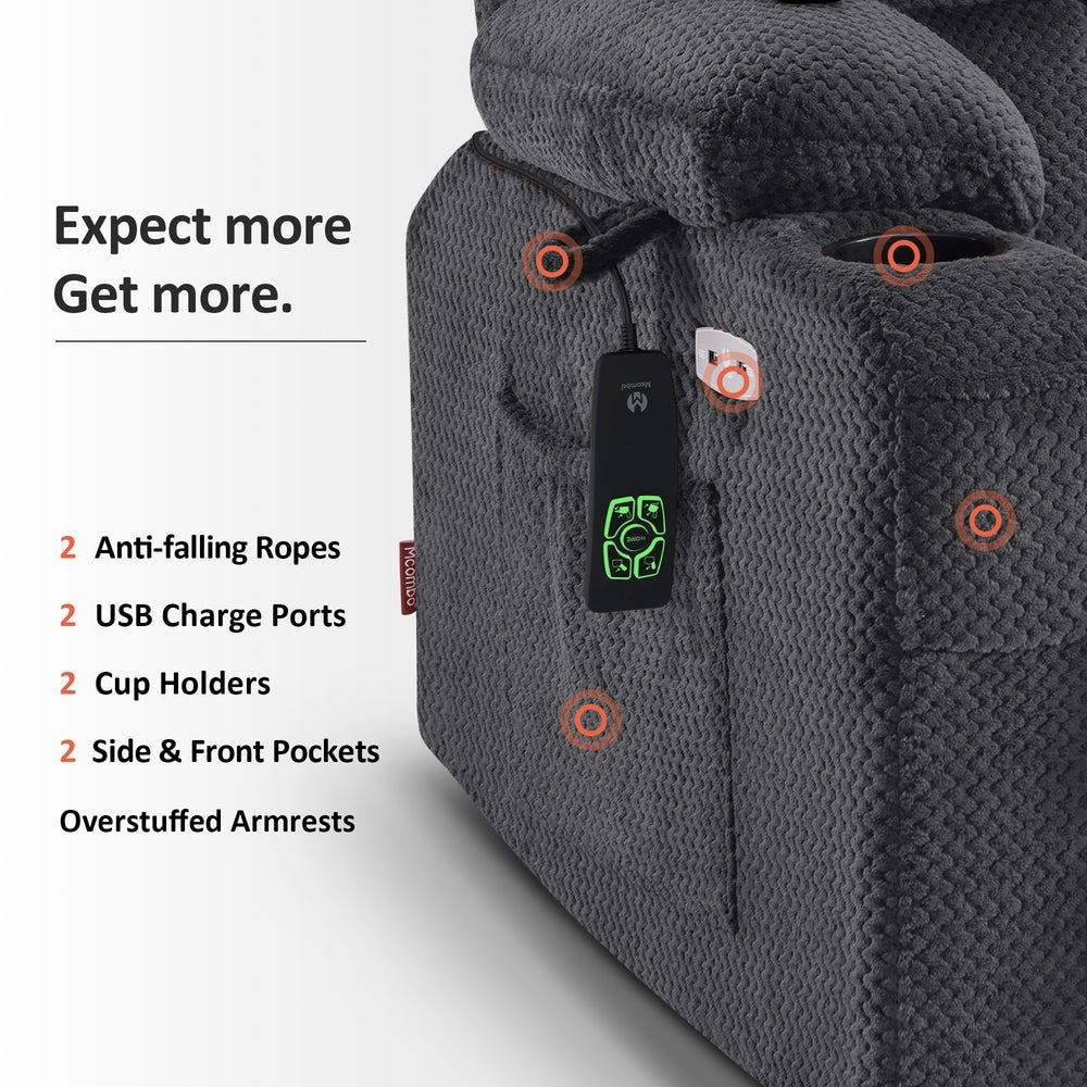 Poltrona reclinabile elettrica MCombo con doppio motore, grande, con massaggio e calore per anziani alti, tessuto 7896