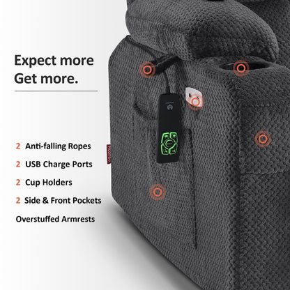 Poltrona reclinabile elettrica MCombo con doppio motore, grande, con massaggio e calore per anziani alti, tessuto 7896