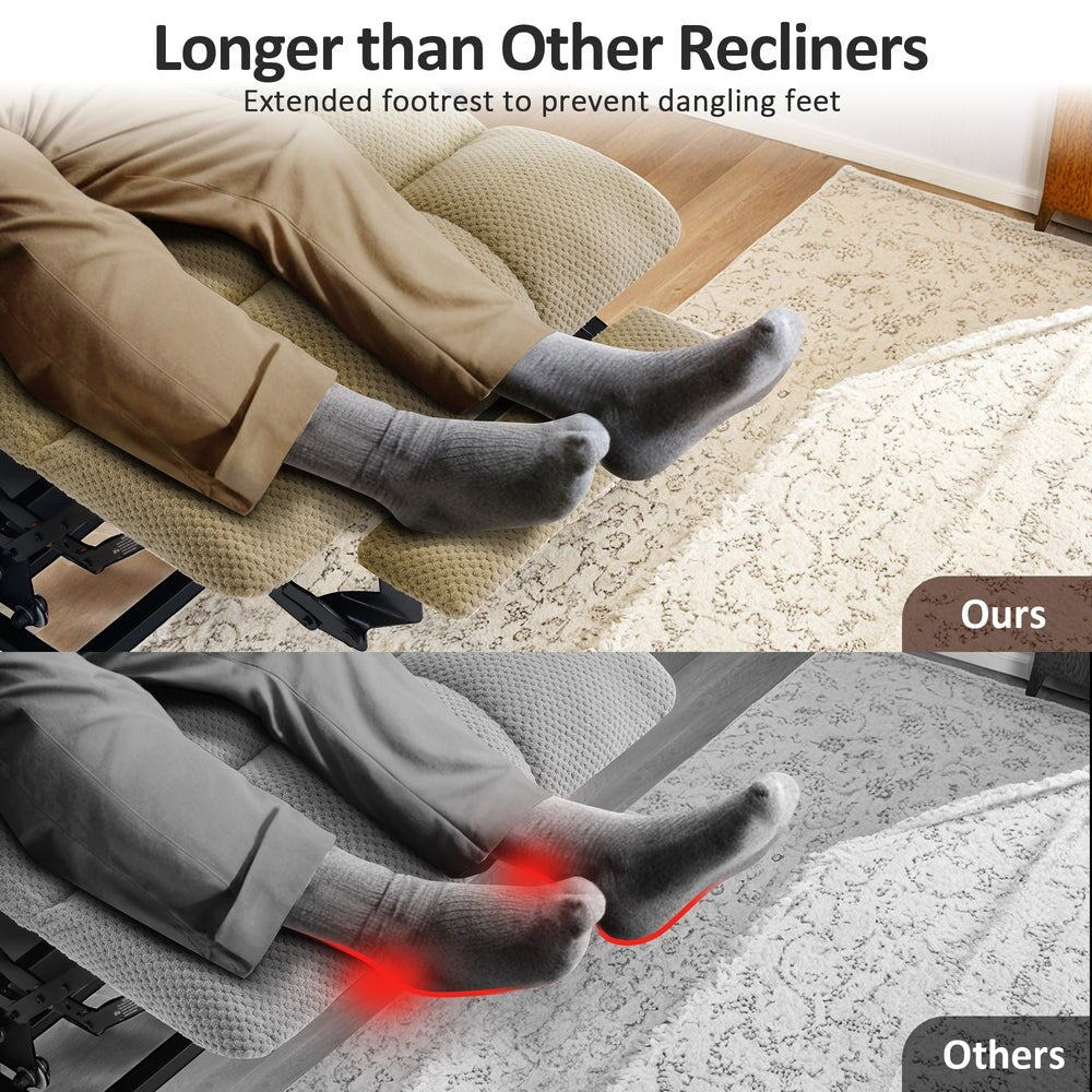 Poltrona reclinabile elettrica MCombo Large con doppio motore, massaggio e doppio riscaldamento per anziani alti e di grossa taglia, tessuto 7634