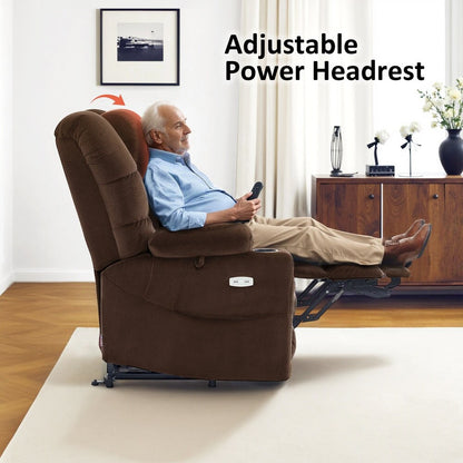 Poltrona reclinabile elettrica MCombo Large con doppio motore, massaggio e doppio riscaldamento per anziani alti e di grossa taglia, tessuto 7634