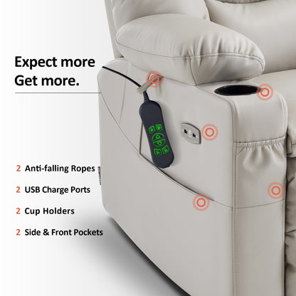 Poltrona reclinabile elettrica MCombo Large con doppio motore, massaggio e doppio riscaldamento per anziani, in similpelle 7634