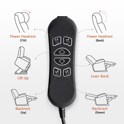 Poltrona reclinabile elettrica MCombo Large con doppio motore, massaggio e doppio riscaldamento per anziani, in similpelle 7634