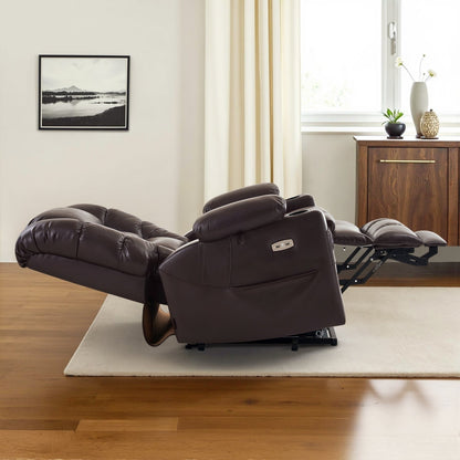 Poltrona reclinabile elettrica MCombo Large con doppio motore, massaggio e doppio riscaldamento per anziani, in similpelle 7634