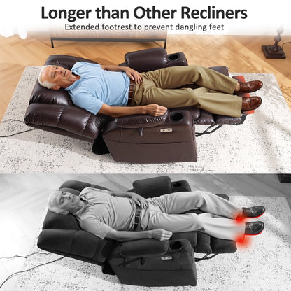 Poltrona reclinabile elettrica MCombo Large con doppio motore, massaggio e doppio riscaldamento per anziani, in similpelle 7634