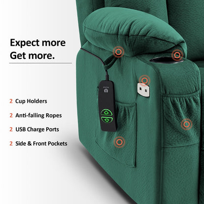 Poltrona reclinabile elettrica MCombo di grandi dimensioni con poggiapiedi esteso per anziani alti e grandi, telecomando, portabicchieri, tessuto 7426